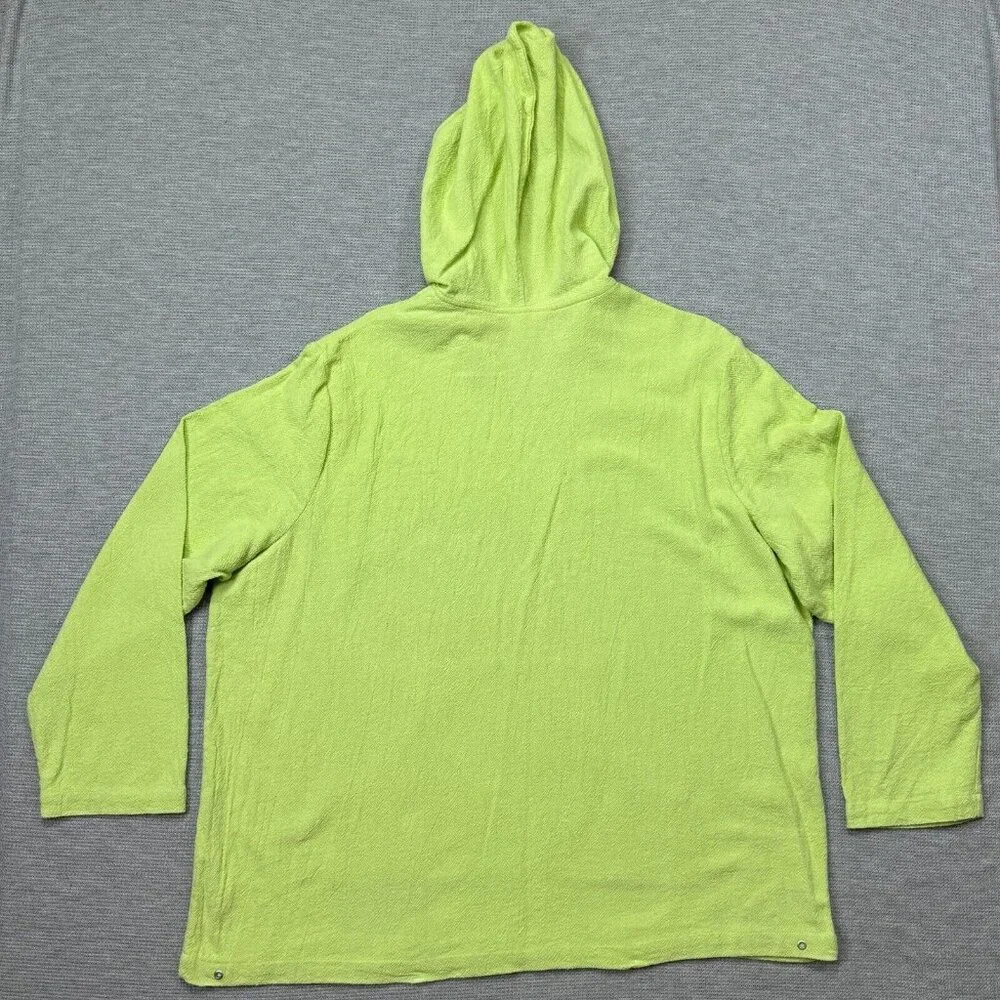 CJ Banks Baja Hoodi Womens Size 1X Yellow Greene Long Sleeve Pullover Cotton - Picture 5 of 16